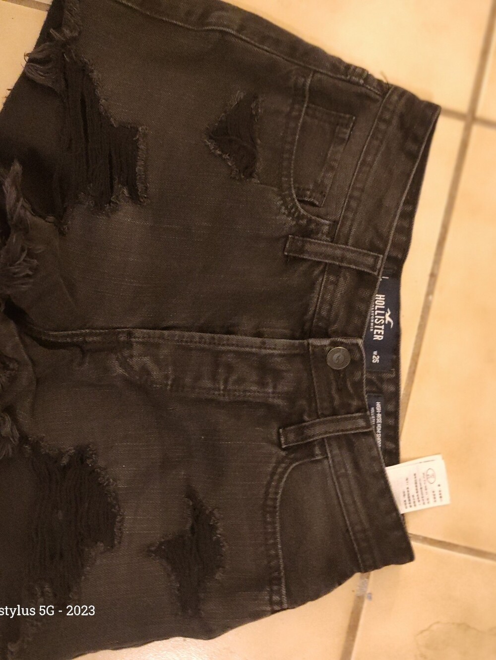 Hollister Black Distressed Boyfriend Shorts